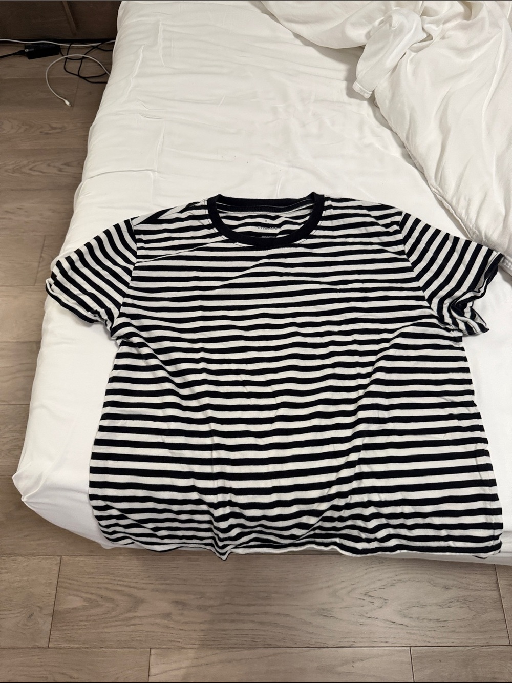 Everlane Black & White Striped Short Sleeve Tee